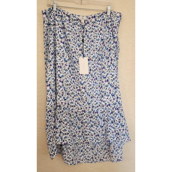 New H by Halston Women's Ditsy Floral Hi-Low Midi Skirt Light & Flowy Fe… - Picture 2 of 16